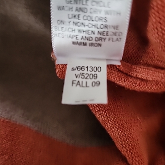 Banana Republic Orange Navy Brown Gray Striped Pullover Sweater Women Sz Large - Picture 5 of 5